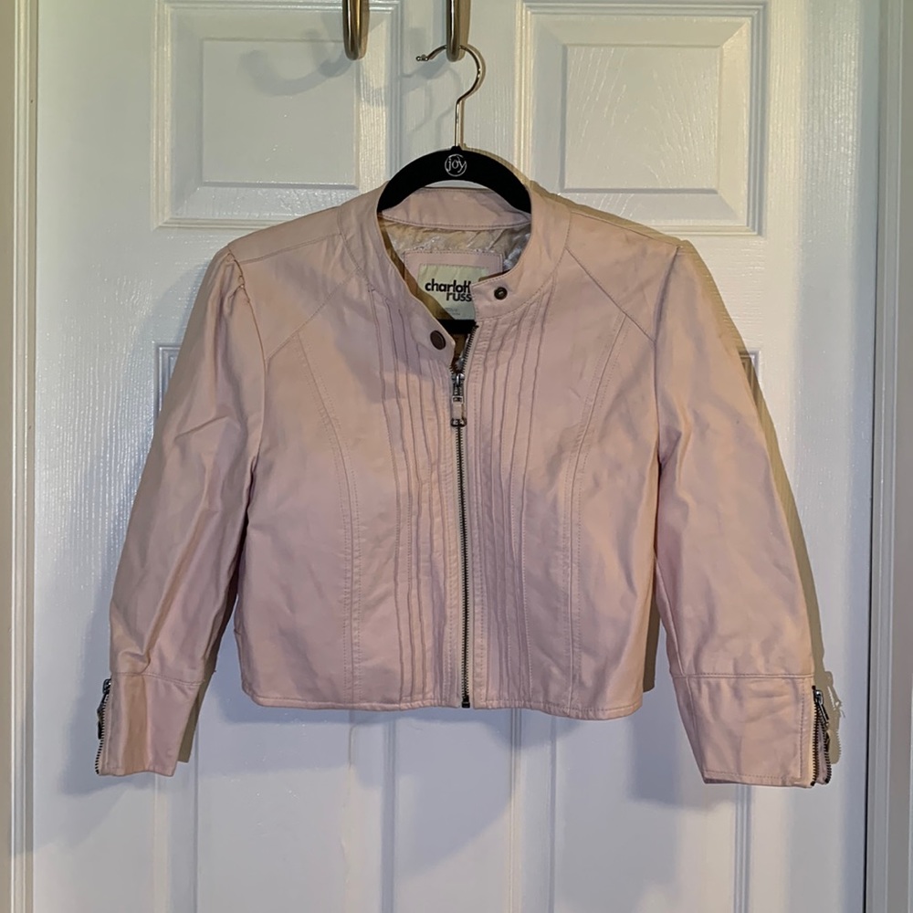 Light pink faux leather jacket